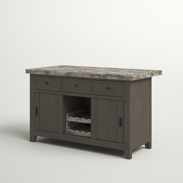 Three Posts™ Blissfield 60'' Wide Rolling Kitchen Island with Solid